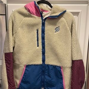 Peloton Sherpa color block hooded jacket